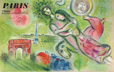 Marc CHAGALL : Les amoureux de l'Opéra, Affiche originale (vue générale) - Crédit photo : Galerie Art.Paris