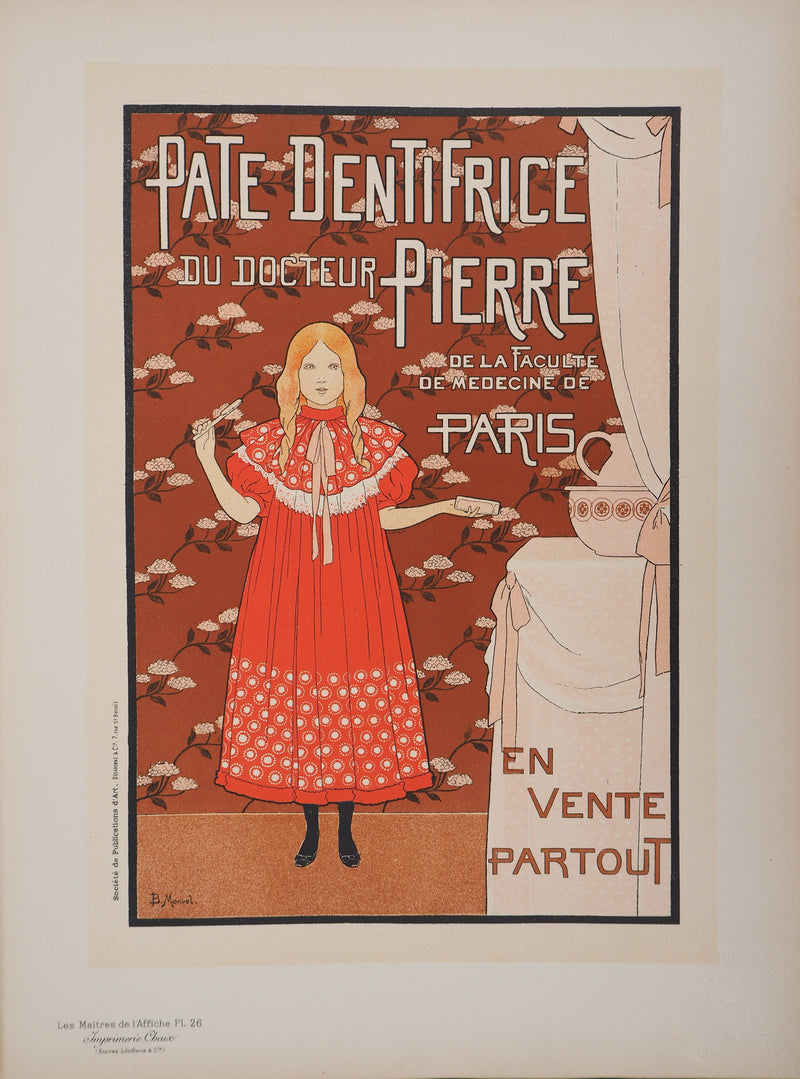 ADA Bernard BOUTET DE MONVEL: Little girl and her toothbrush, Original signed lithograph, 1895
