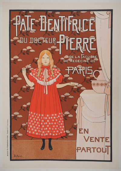 ADA Bernard BOUTET DE MONVEL: Little girl and her toothbrush, Original signed lithograph, 1895
