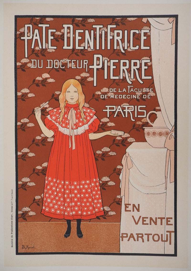 ADA Bernard BOUTET DE MONVEL: Little girl and her toothbrush, Original signed lithograph, 1895