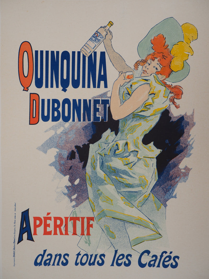 ADA Jules CHERET, Elegant woman with her aperitif, 1895, Original signed lithograph