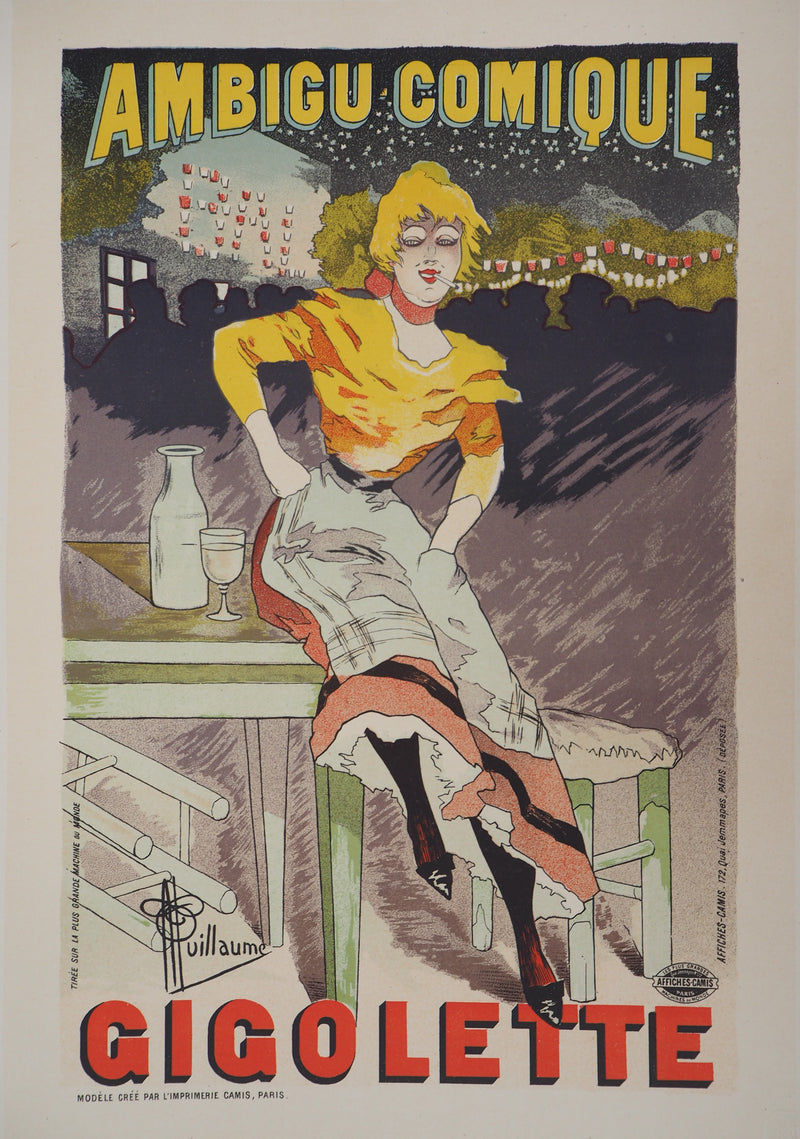 ADA Albert Paul GUILLAUME: Gigolette, Original signierte Lithographie, 1895