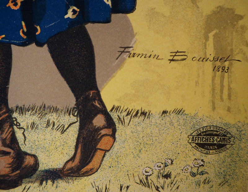 Firmin BOUISSET: The Little Flower Seller, Original Signed Lithograph