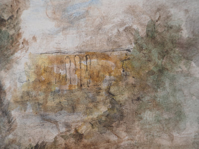 Gilbert PASTOR : Vue d'un pont à travers les arbres, Aquarelle originale (photo de détail 4) - Crédit photo : Galerie Art.Paris