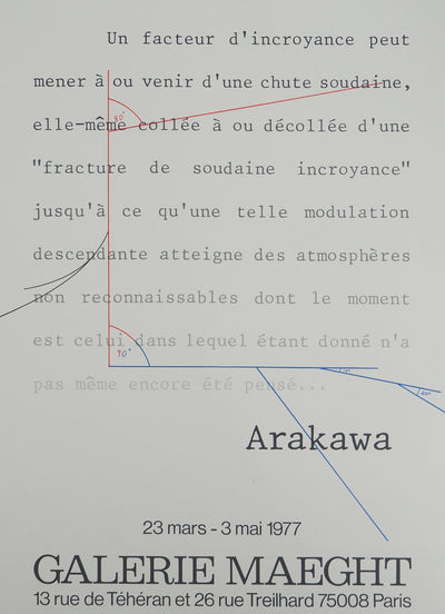 Shusaku ARAKAWA : Composition écrite, Affiche en lithographie originale d'époque