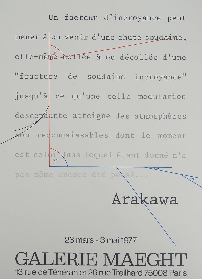 Shusaku ARAKAWA : Composition écrite, Affiche en lithographie originale d&