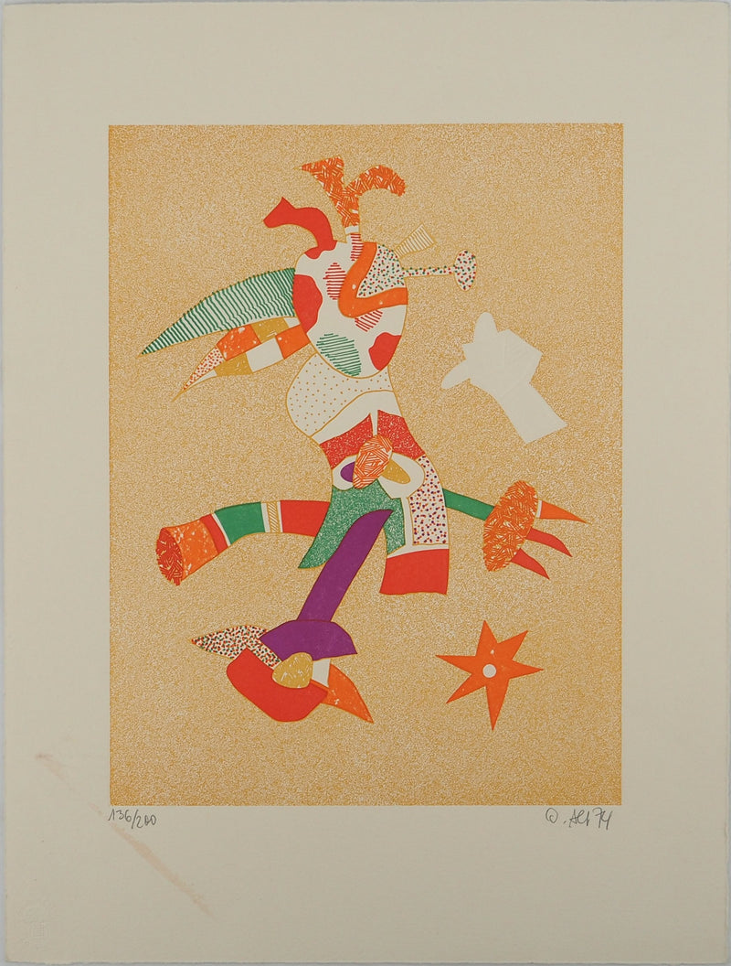 AF Otmar ALT, Märchenfigur, 1974, Original Zinkographie, mit Bleistift signiert