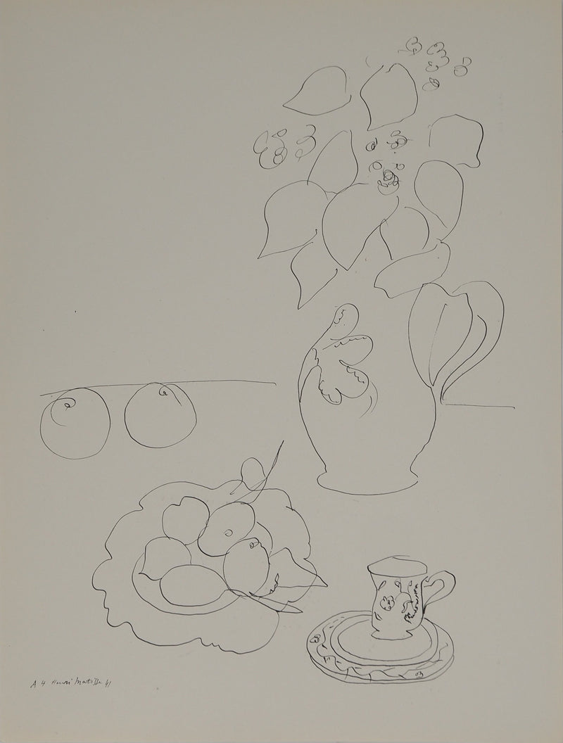 Henri MATISSE : Nature morte au vase, Lithographie originale (vue générale) - Crédit photo : Galerie Art.Paris