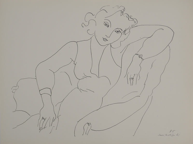 Henri MATISSE : Jeune fille posant, Lithographie originale (vue générale) - Crédit photo : Galerie Art.Paris