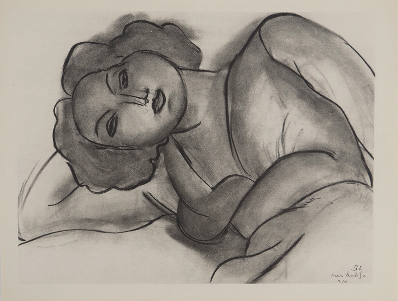 Henri MATISSE : Jeune femme allongée, Lithographie originale (vue générale) - Crédit photo : Galerie Art.Paris