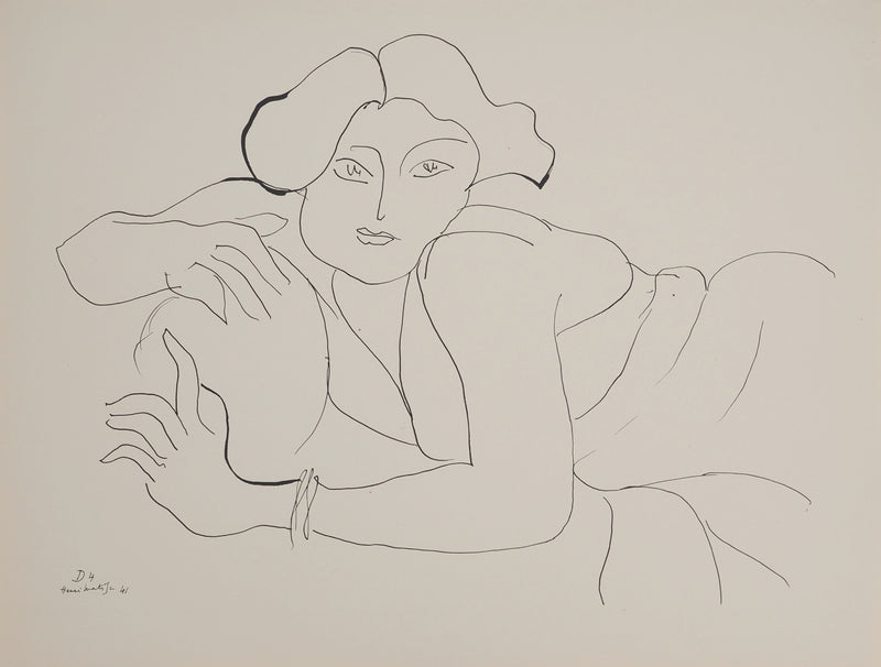 Henri MATISSE : Femme accoudée, Lithographie originale (vue générale) - Crédit photo : Galerie Art.Paris