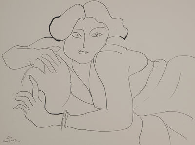 Henri MATISSE : Femme accoudée, Lithographie originale (photo de détail 3) - Crédit photo : Galerie Art.Paris