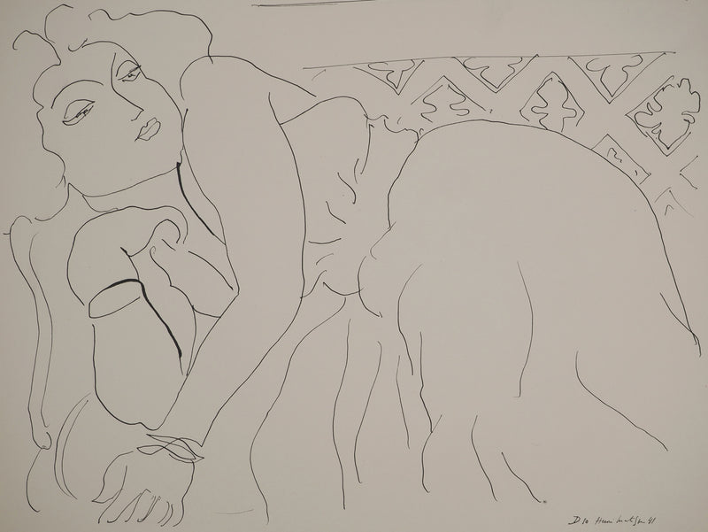 Henri MATISSE : Jeune fille au canapé, Lithographie originale (photo de détail 3) - Crédit photo : Galerie Art.Paris