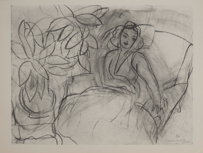 Henri MATISSE : Femme alitée, Lithographie originale (vue générale) - Crédit photo : Galerie Art.Paris