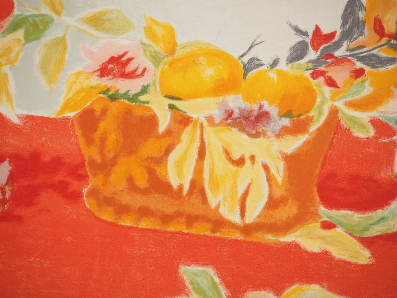 BT Jules CAVAILLES, Fruits and pine cones, Original signed lithograph