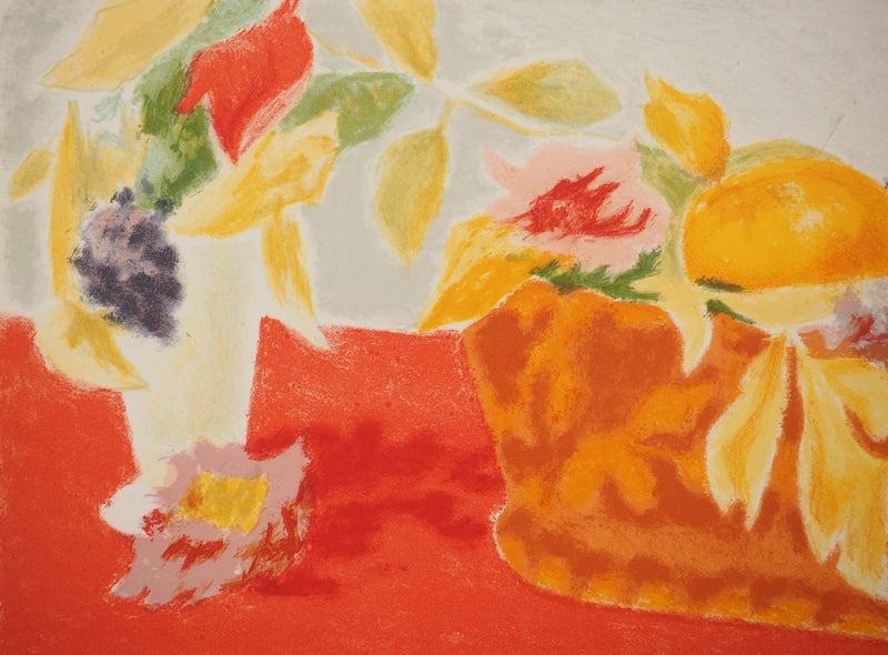 BT Jules CAVAILLES, Fruits and pine cones, Original signed lithograph