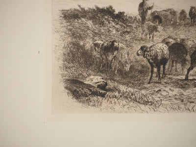 Felix BRISSOT DE WARWILLE : Le retour à la ferme, Gravure originale signée