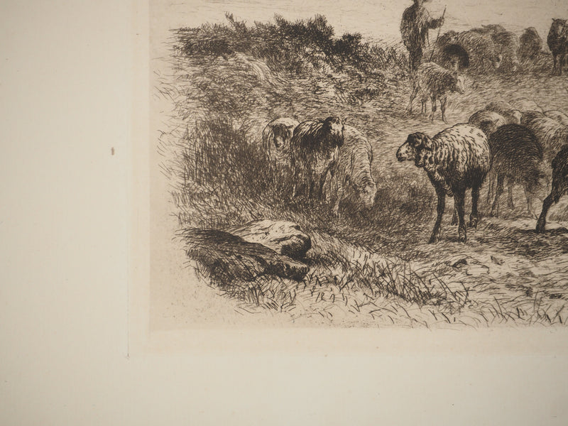 Felix BRISSOT DE WARWILLE : Le retour à la ferme, Gravure originale signée