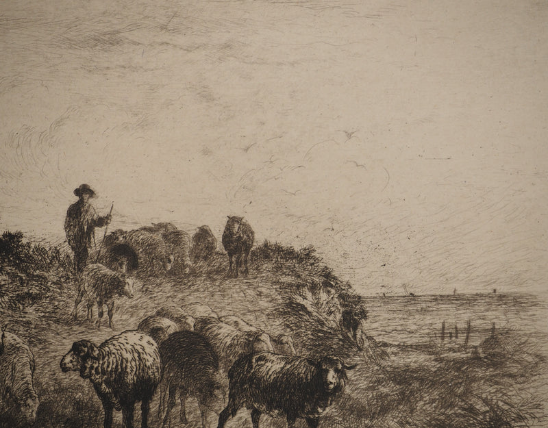 Felix BRISSOT DE WARWILLE : Le retour à la ferme, Gravure originale signée