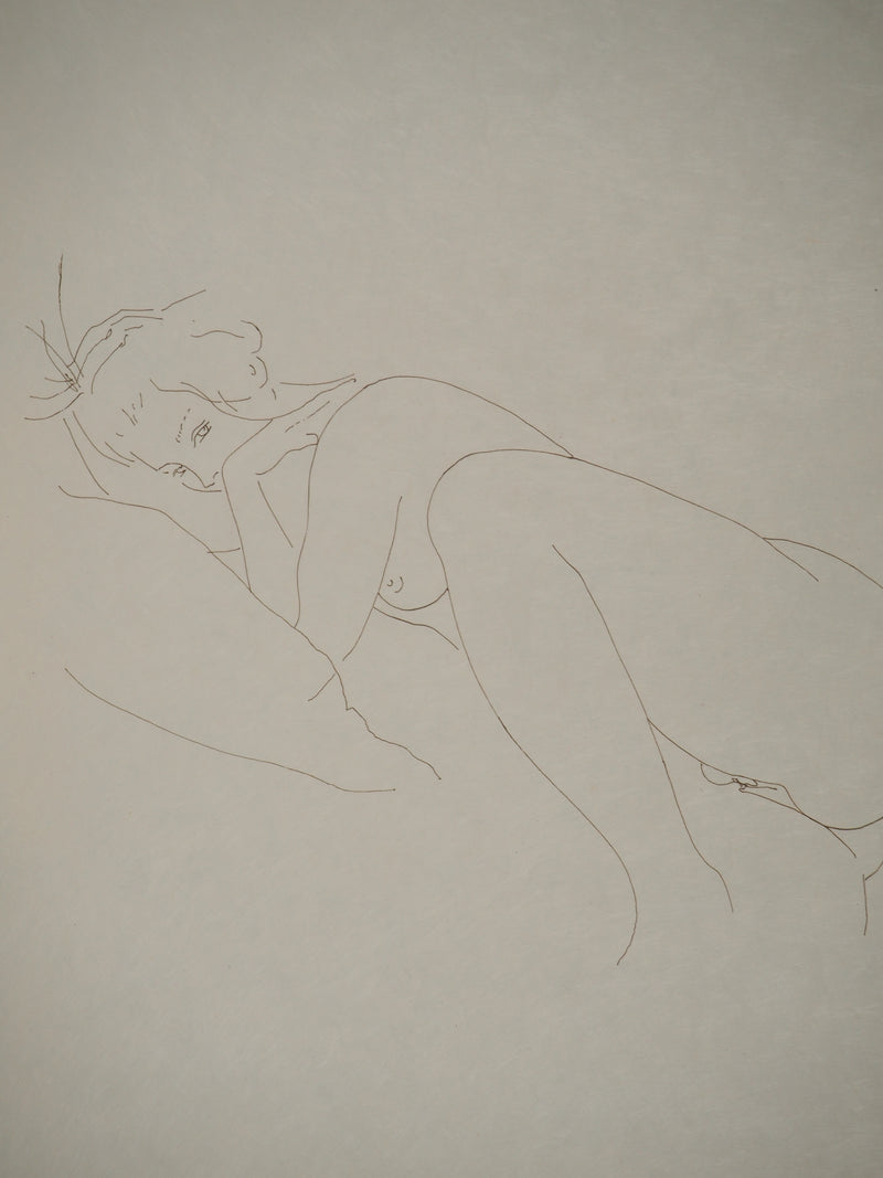 Alain BONNEFOIT : Au repos, Gravure originale
