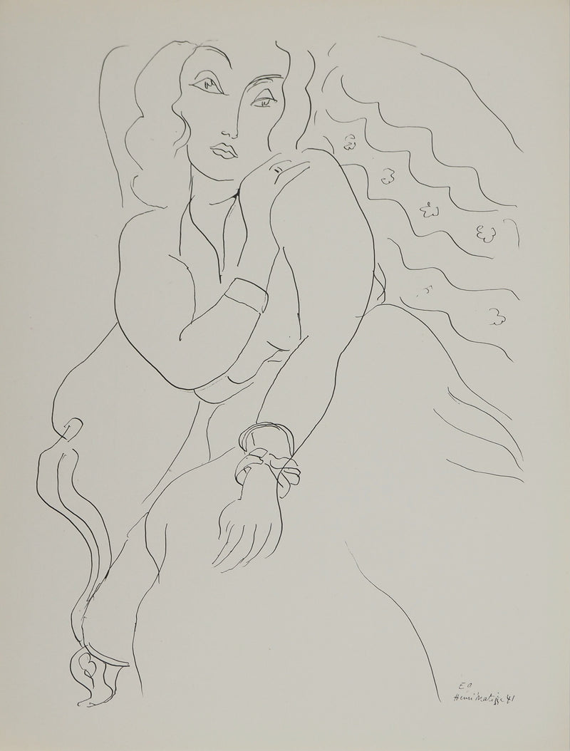 Henri MATISSE : Jeune femme pudique, Lithographie originale (vue générale) - Crédit photo : Galerie Art.Paris