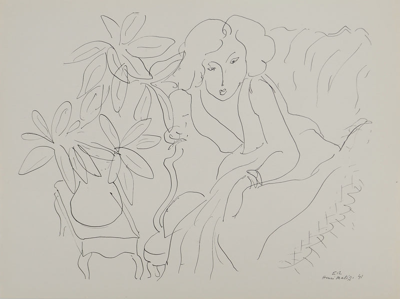 Henri MATISSE : Au salon de thé, Lithographie originale (vue générale) - Crédit photo : Galerie Art.Paris