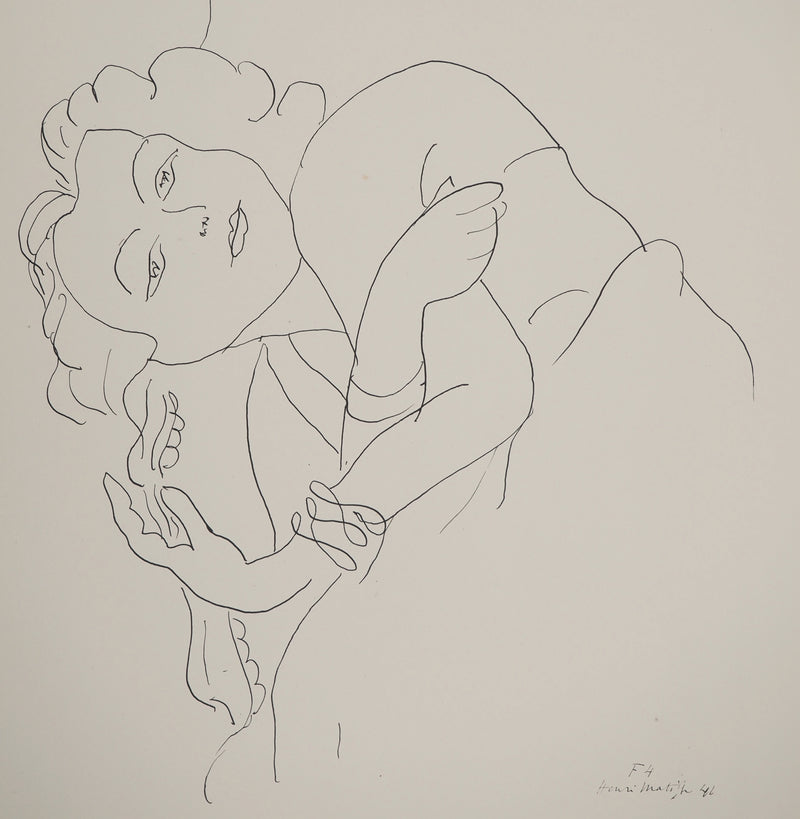 Henri MATISSE : Visage enfantin, Lithographie originale (photo de détail 3) - Crédit photo : Galerie Art.Paris