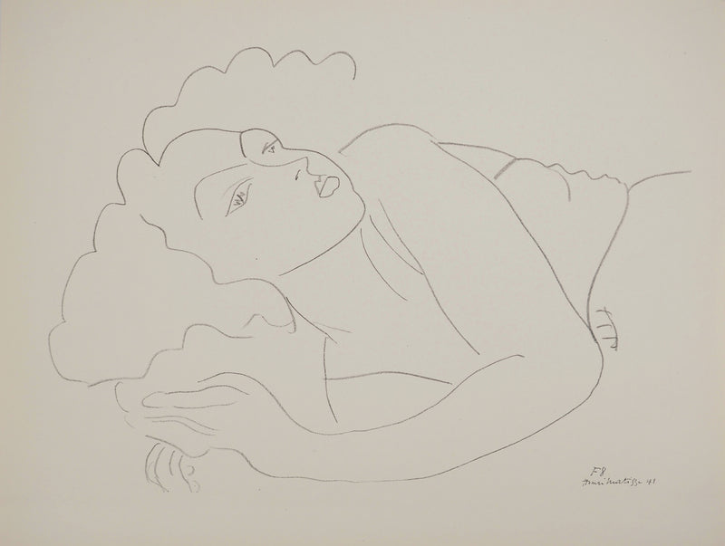 Henri MATISSE : Femme sur canapé, Lithographie originale (vue générale) - Crédit photo : Galerie Art.Paris