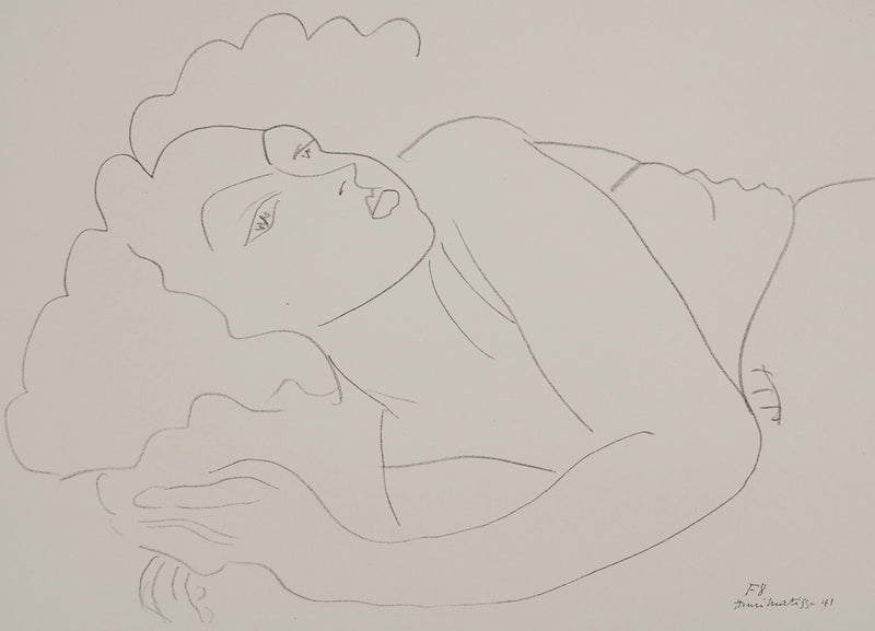 Henri MATISSE : Femme sur canapé, Lithographie originale (photo de détail 3) - Crédit photo : Galerie Art.Paris