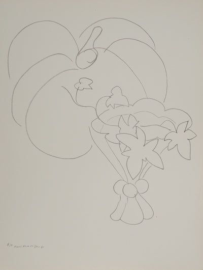 Henri MATISSE : Bouquet de fleurs et grosse citrouille, Lithographie originale (vue générale) - Crédit photo : Galerie Art.Paris