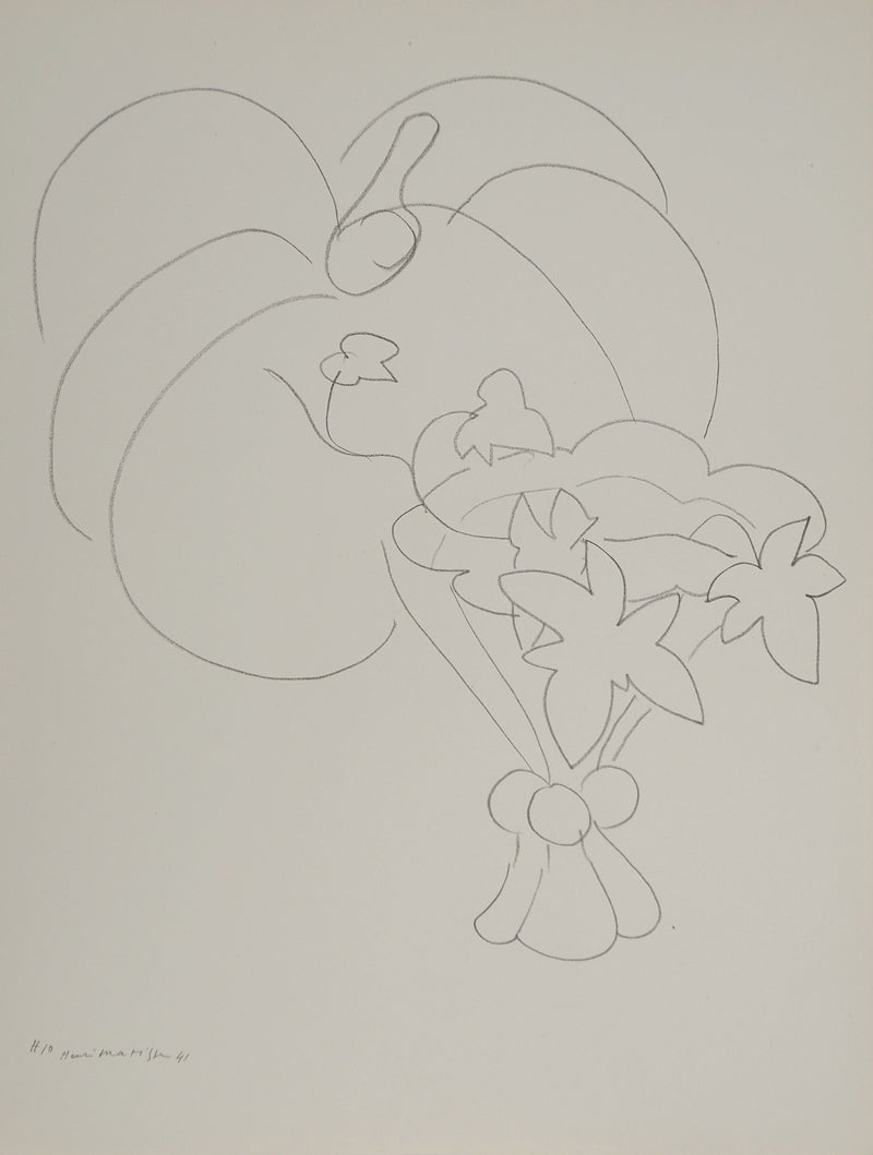 Henri MATISSE : Bouquet de fleurs et grosse citrouille, Lithographie originale (vue générale) - Crédit photo : Galerie Art.Paris