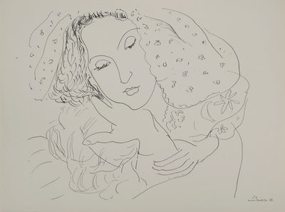 Henri MATISSE : Jeune fille à la cape, Lithographie originale (vue générale) - Crédit photo : Galerie Art.Paris