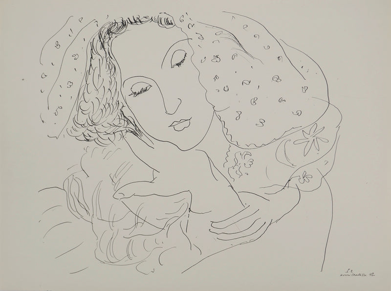 Henri MATISSE : Jeune fille à la cape, Lithographie originale (vue générale) - Crédit photo : Galerie Art.Paris