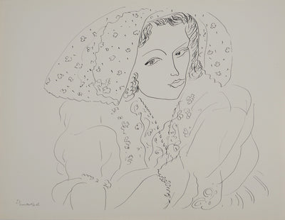 Henri MATISSE : Jeune mariée au voile, Lithographie originale (vue générale) - Crédit photo : Galerie Art.Paris