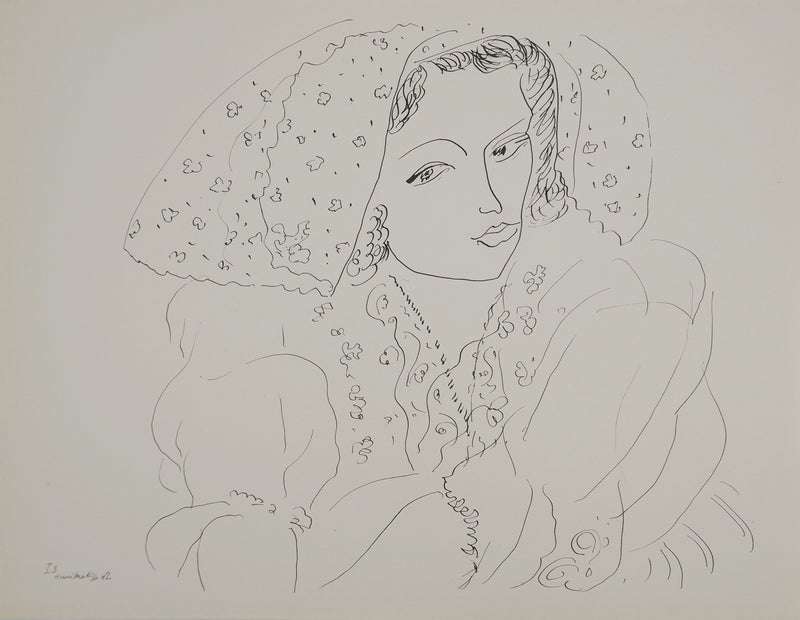 Henri MATISSE : Jeune mariée au voile, Lithographie originale (vue générale) - Crédit photo : Galerie Art.Paris