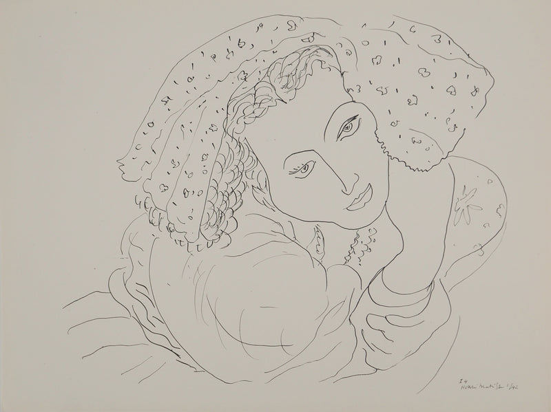 Henri MATISSE : Jeune fille au foulard fleuri, Lithographie originale (vue générale) - Crédit photo : Galerie Art.Paris