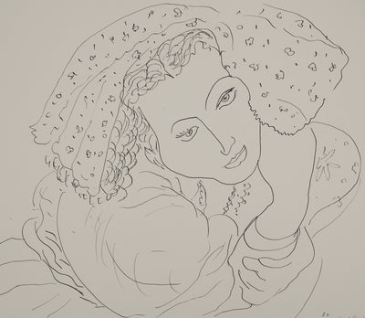 Henri MATISSE : Jeune fille au foulard fleuri, Lithographie originale (photo de détail 3) - Crédit photo : Galerie Art.Paris