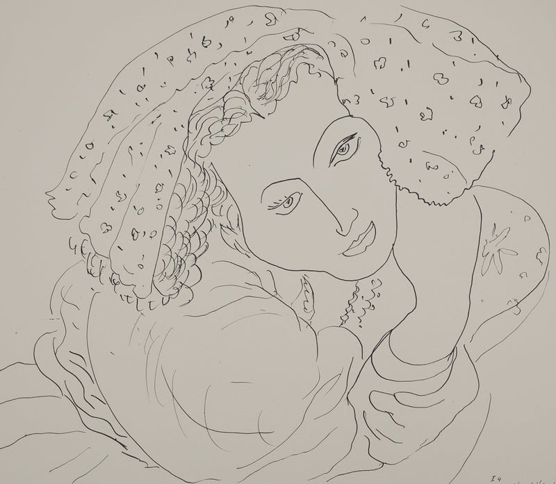 Henri MATISSE : Jeune fille au foulard fleuri, Lithographie originale (photo de détail 3) - Crédit photo : Galerie Art.Paris