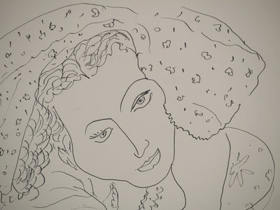 Henri MATISSE : Jeune fille au foulard fleuri, Lithographie originale (photo de détail 4) - Crédit photo : Galerie Art.Paris