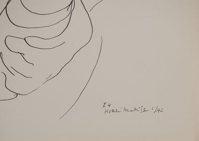 Henri MATISSE : Jeune fille au foulard fleuri, Lithographie originale (photo de détail 2) - Crédit photo : Galerie Art.Paris