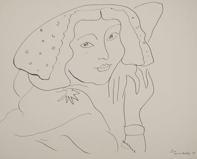 Henri MATISSE : Jeune fille à la coiffe à pois, Lithographie originale (photo de détail 3) - Crédit photo : Galerie Art.Paris