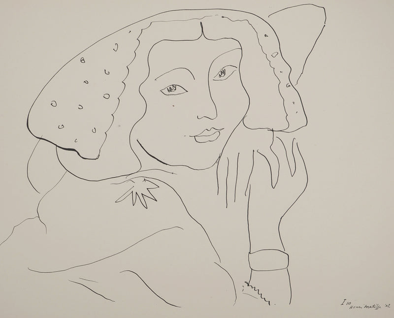 Henri MATISSE : Jeune fille à la coiffe à pois, Lithographie originale (photo de détail 3) - Crédit photo : Galerie Art.Paris