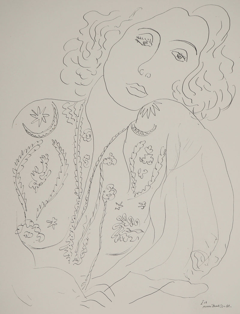 Henri MATISSE : Jeune fille à la blouse, Lithographie originale (photo de détail 3) - Crédit photo : Galerie Art.Paris