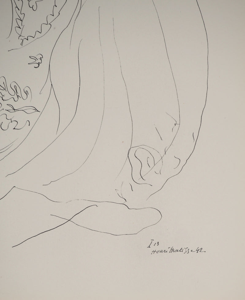 Henri MATISSE : Jeune fille à la blouse, Lithographie originale (photo de détail 2) - Crédit photo : Galerie Art.Paris