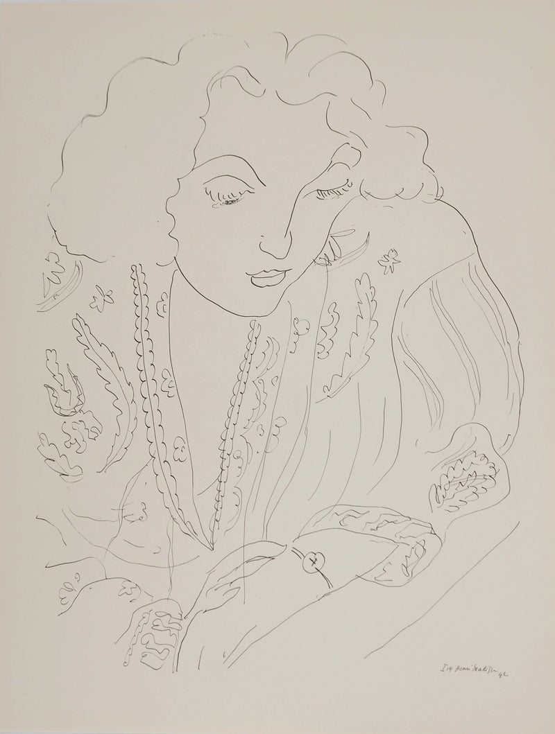 Henri MATISSE : Femme regardant sa montre, Lithographie originale (vue générale) - Crédit photo : Galerie Art.Paris