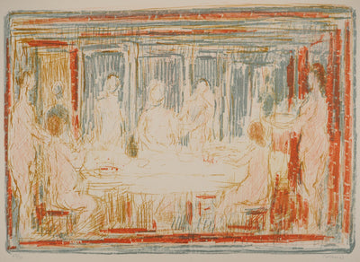 André COTTAVOZ : Le repas, Lithographie originale signée