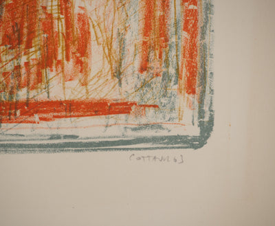 André COTTAVOZ : Le repas, Lithographie originale signée
