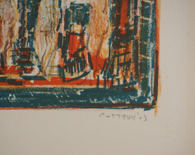 André COTTAVOZ : Scènes érotiques en bleu, Lithographie originale signée