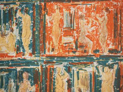 André COTTAVOZ : Scènes érotiques en bleu, Lithographie originale signée