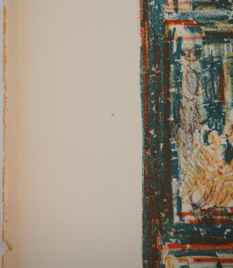 André COTTAVOZ : Scènes érotiques en bleu, Lithographie originale signée